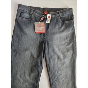 NWT Olsen Europe Mona Distressed Denim Stretch Bootcut Jean EU 44 US 14 T 32"
